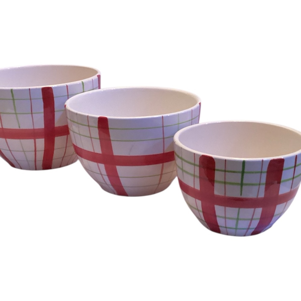 Nantucket Home Plaid Nesting Bowl Set – 3 Pieces (6”, 5”, 4”) - Picture 5 of 5